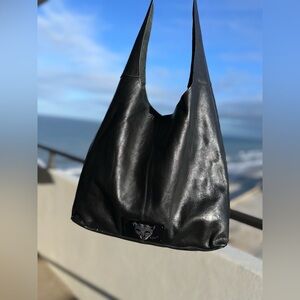 🖤 Sharif Black Leather Panther Hobo Bag | EUC | Statement Piece